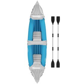 K2 Kayak, 2 Person Inflatable Kayak, Includes Paddles, Aluminum Oars, Repair Kit, Portable Tandem Blow Up Boat, Blue