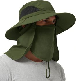 Wide Brim Sun Hat, UPF 50+ UV Protection Waterproof Packable Bucket Hat for Men & Women, Fishing Hiking Beach Garden (Color: 07 Army Green (Full Coverage)  One Size)